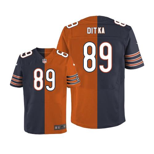 Nike Bears #89 Mike Ditka Navy Blue/Orange Men's Stitched NFL Elite Split Jersey - Click Image to Close
